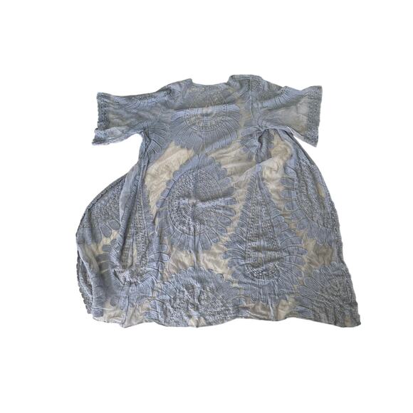 Rebellion Again Boho Beach Duster Open Front  Blue Embroidered Cover Up Small - Picture 2 of 8